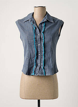 Chemisier coupe cintrée sans manche bleu SCHOOL RAG femme