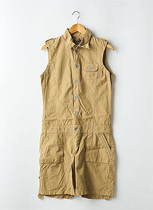 Combishort tissage popeline sans manche beige AEM'KEI femme