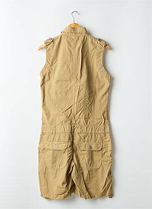 Combishort tissage popeline sans manche beige AEM'KEI femme