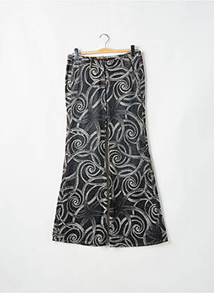 Pantalon flare fermeture zippée sous rabat avec crochet gris ESZ DENIM femme