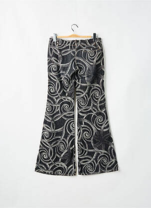 Pantalon flare fermeture zippée sous rabat avec crochet gris ESZ DENIM femme