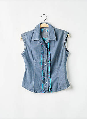 Chemisier coupe cintrée manches courtes bleu SCHOOL RAG femme
