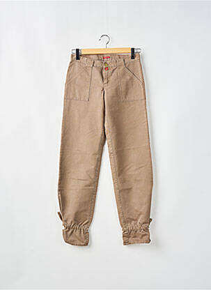Pantalon droit fermeture zippée sous rabat boutonné taille normale beige BE YOU K femme