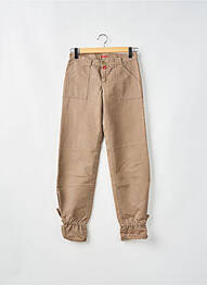 Pantalon droit fermeture zippée sous rabat boutonné taille normale beige BE YOU K femme