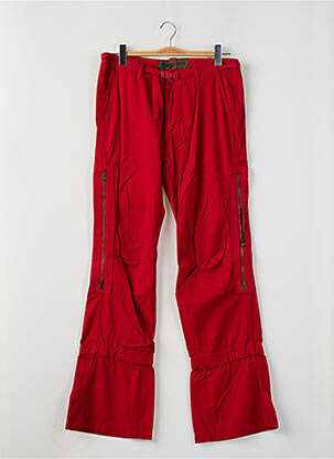 Pantalon droit fermeture zippée sous rabat boutonné rouge FREEMAN T.PORTER femme