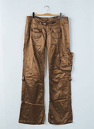 Pantalon droit fermeture zippée sous rabat boutonné or FREEMAN T.PORTER femme