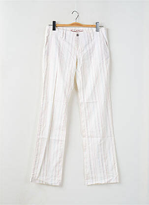 Pantalon droit fermeture zippée sous rabat boutonné blanc FREEMAN T.PORTER femme