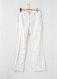 Pantalon droit fermeture zippée sous rabat boutonné blanc FREEMAN T.PORTER femme