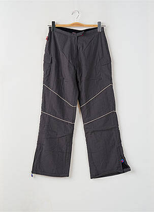 Pantalon droit fermeture zippée sous rabat avec crochet gris KANA BEACH femme