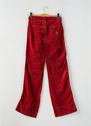 Pantalon droit fermeture zippée sous rabat boutonné rouge LOIS femme
