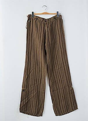 Pantalon large fermeture zippée sous rabat boutonné taille basse vert LOIS femme