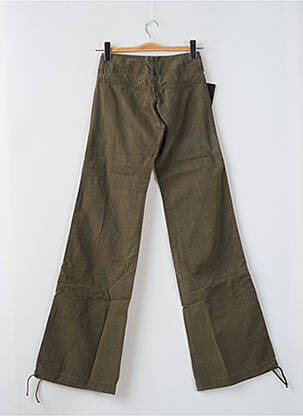 Pantalon flare fermeture zippée sous rabat boutonné vert LOIS femme