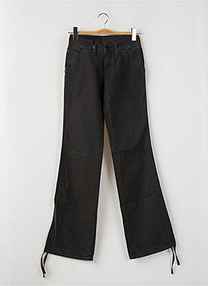 Pantalon flare fermeture zippée sous rabat boutonné gris LOIS femme