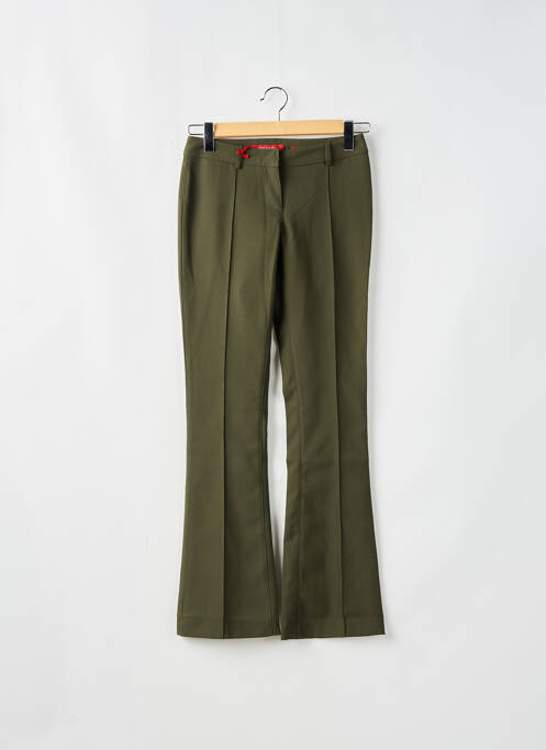 Pantalon flare fermeture zippée sous rabat avec crochet taille basse vert MISS SIXTY femme