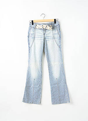 Pantalon droit fermeture zippée sous rabat boutonné bleu TEDDY SMITH femme