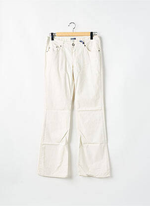 Pantalon droit fermeture zippée sous rabat boutonné blanc TEDDY SMITH femme