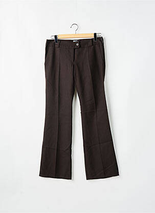 Pantalon droit fermeture zippée sous rabat boutonné marron TIM BARGEOT femme