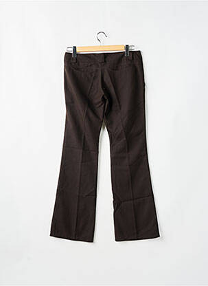 Pantalon droit fermeture zippée sous rabat boutonné marron TIM BARGEOT femme