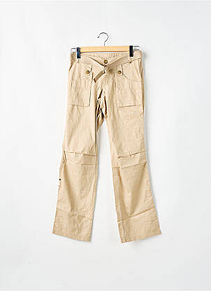 Pantalon droit fermeture zippée sous rabat boutonné beige VERO MODA femme