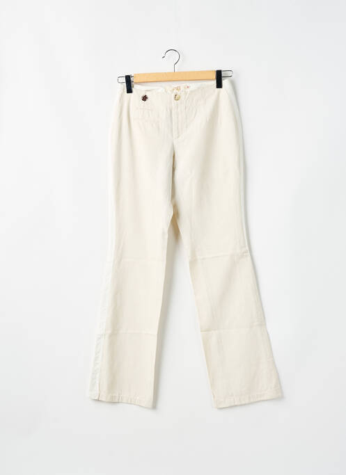 Pantalon droit fermeture zippée sous rabat boutonné beige SCHOOL RAG femme