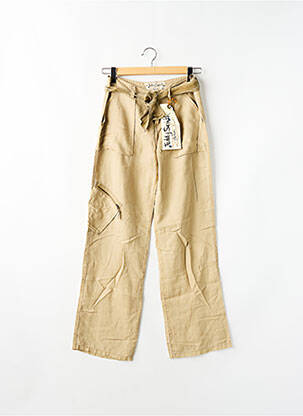 Pantalon large tissage popeline taille basse beige TEDDY SMITH femme