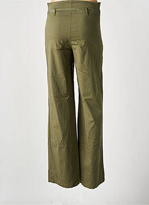Pantalon droit tissage popeline taille haute vert CHEYENNE femme