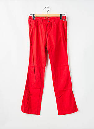 Pantalon droit tissage popeline taille basse rouge CIMARRON femme
