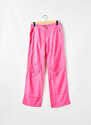 Pantalon droit tissage crêpe taille normale rose MAGGIE femme