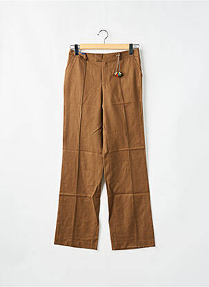 Pantalon droit taille à pinces taille haute marron LEON & HARPER femme