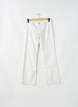 Pantalon droit fermeture zippée sous rabat boutonné blanc FREEMAN T.PORTER femme