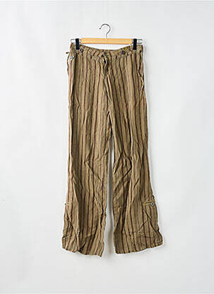 Pantalon droit fermeture zippée sous rabat boutonné vert LOIS femme