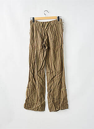 Pantalon droit fermeture zippée sous rabat boutonné vert LOIS femme