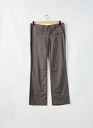 Pantalon droit fermeture zippée sous rabat boutonné marron MOGUL femme