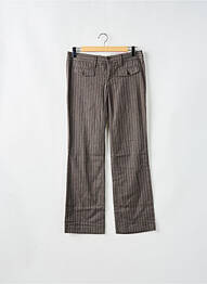 Pantalon droit fermeture zippée sous rabat boutonné marron MOGUL femme