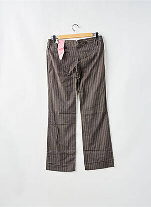 Pantalon droit fermeture zippée sous rabat boutonné marron MOGUL femme