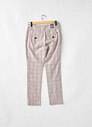 Pantalon droit fermeture zippée sous rabat boutonné beige RWD femme
