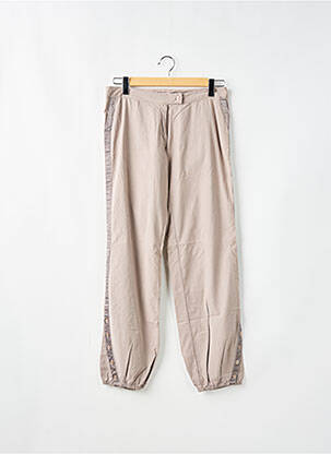 Pantalon droit fermeture zippée sous rabat boutonné taille basse beige SESSUN femme
