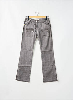 Pantalon droit fermeture zippée sous rabat boutonné gris SESSUN femme