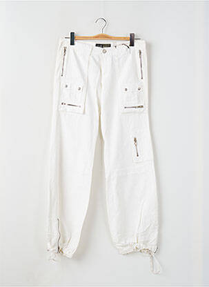 Pantalon droit fermeture zippée sous rabat boutonné taille normale blanc RWD femme