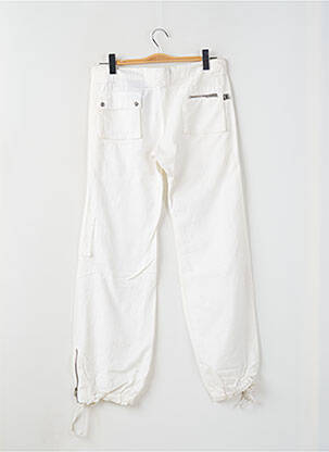 Pantalon droit fermeture zippée sous rabat boutonné taille normale blanc RWD femme