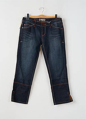 Pantalon 7/8 fermeture zippée sous rabat boutonné taille normale bleu RWD femme