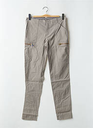 Pantalon slim tissage popeline taille normale gris LEON & HARPER femme