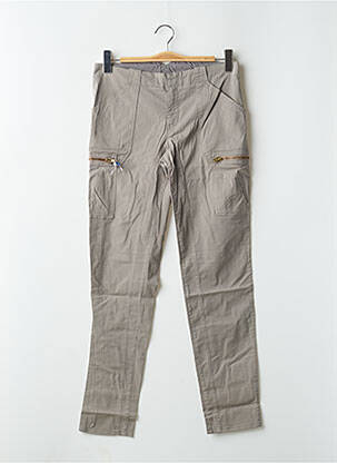 Pantalon slim tissage popeline taille normale gris LEON & HARPER femme