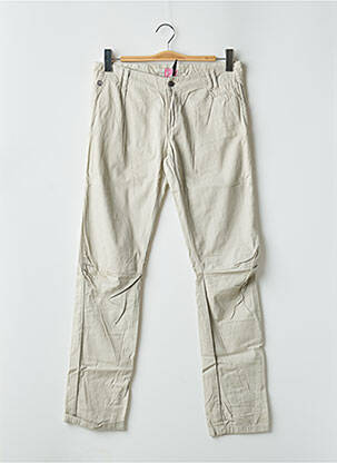 Pantalon droit fermeture zippée sous rabat boutonné taille normale beige ONE GREEN ELEPHANT femme