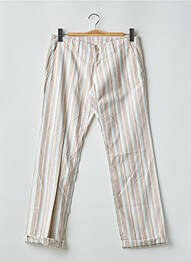 Pantalon droit fermeture zippée sous rabat boutonné taille basse beige MOGUL femme