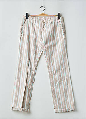 Pantalon droit fermeture zippée sous rabat boutonné taille basse beige MOGUL femme