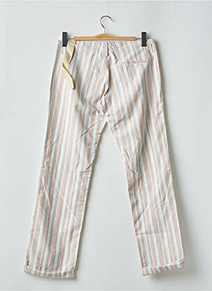 Pantalon droit fermeture zippée sous rabat boutonné taille basse beige MOGUL femme
