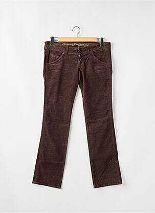 Pantalon droit fermeture zippée sous rabat boutonné taille basse violet GUESS femme