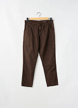 Pantalon chino tissage popeline taille haute marron KILL DEAL femme