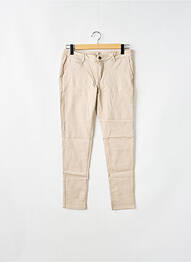 Pantalon chino fermeture zippée sous rabat boutonné taille normale beige LABDIP femme